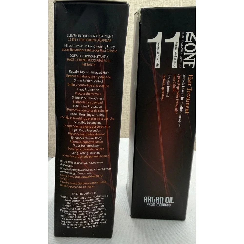 Zone 11 Hair Treatment Miracle Leave-In Conditioning Spray Argan Oil Keratin 2PK